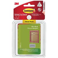 Command Wire Back Picture Hanging Hooks Value Pk with Water Resist Strips Large 3HK+6S