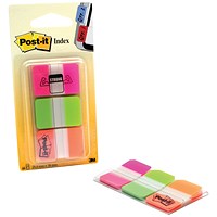 Post-it Durable Index Tabs, 25mm, Neon, Pack of 66(22 of each colour)