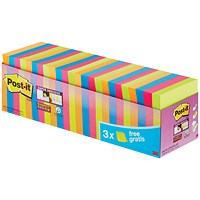 Post-it Super Sticky Notes Value Pack, 76x76mm, Assorted, Pack of 24 x 90 Notes