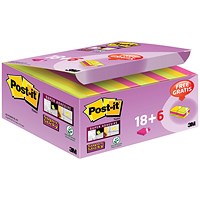 Post-it Super Sticky Notes Value Pack, 51 x 51mm, Neon Colours, Pack of 24 x 90 Notes