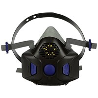 3M HF-801SD Secure Click Speaking Diaphragm Half Mask, Black Blue & Grey, Large