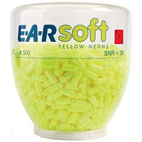 3M E-A-R Soft Neons Earplug Refill Bottle, Yellow, Pack of 500