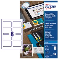 Avery Business Card Double Sided 8 Per Sheet 260gsm Matt (Pack 200) Avery Business Card Double Sided 8 Per Sheet 260gsm Matt (Pack 200)