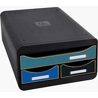 Exacompta NeoDeco Small Box Mini 3 Drawer Unit 347x278x130mm Assorted Colours (Each) -