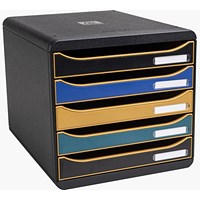 Exacompta Neo Deco Big Box Plus 5 Drawer Unit, 347 x 278 x 271mm, Multicoloured