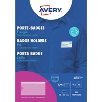 Avery Pin Badge Holders 40mm x 75mm 108 Inserts 100 Holders - 4821 Avery Pin Badge Holders 40mm x 75mm 108 Inserts 100 Holders - 4821