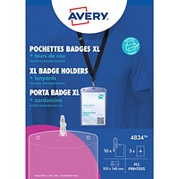 Avery A6 Badge Holders with Lanyards 148mm x 105mm (Pack 10) - 4834