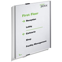 Durable Info Sign Anodised Aluminium Door Sign Holder, A3, Portrait, Grey