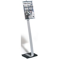 Durable Crystal Sign Aluminium Display Panel Floor Stand, A3, 1.25m, Silver Durable Crystal Sign Aluminium Display Panel Floor Stand, A3, 1.25m, Silver