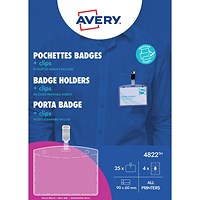 Avery Badge Holders with Clip 60x90mm 32 Inserts 25 Holders