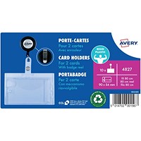 Avery 4827 Double Security Badge Holder with Extendable Reel (80cm in length), Holder 90 x 54 mm - Pack of 10