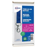 Avery Recycled Lanyard Blue with Trigger Clip Blue (Pack 10) - 4842B