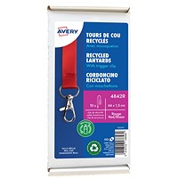 Avery Recycled Lanyard Red with Trigger Clip (Pack 10) - 4842R