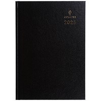 Collins A4 Desk Diary, 2 Pages Per Day, Black, 2025