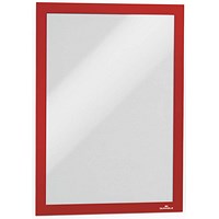 Durable Duraframe Self Adhesive Signage Frame, A4, Red, Pack of 10
