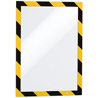 Durable Duraframe Adhesive Hazard Frame, A4, Yellow & Black, Pack of 2 Durable Duraframe Adhesive Hazard Frame, A4, Yellow & Black, Pack of 2