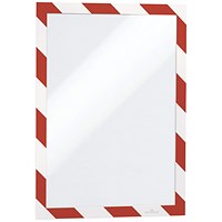 Durable Duraframe Adhesive Hazard Frame, A4, Red & White, Pack of 2 Durable Duraframe Adhesive Hazard Frame, A4, Red & White, Pack of 2