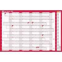Sasco 2025 Compact Year Wall Planner 610W x 405mmH Landscape With Wet Wipe Pen & Sticker Pack Unmounted -