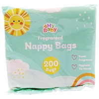 4My Baby Fragranced Nappy Bags, 200 Bags Per Pack, Pack of 24