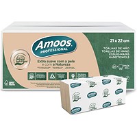 Purely Kind Unbleached Hand Towels, V Fold, 2-ply, Pack of 4000