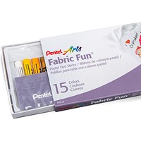 Pentel Arts Fabric Fun Pastel Dye Sticks, Assorted, Pack of 15