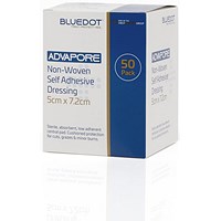 Advapore Fabric Non-Woven Adhesive Wound Dressing 5cm x 7.2cm (Pack 50) -