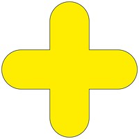 Beaverswood Warehouse Plus Symbol Floor Signal Markers, PVC With Adhesive Backing, H300mmxW300mm, Yellow, Pack of 10