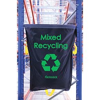 Racksack Hard-wearing and Re-usable Mixed Recycling Sack, 160 Litre Capacity, Blue With Green Text