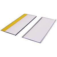 Beaverswood Self-Adhesive Ticket Holders With Card Insert For Shelving and Racking, H80mmxW200mm, Pack of 50