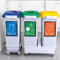 Durable Durabin Grey 60 Litre Hinged Lid with Slots Recycling Bin Bundle