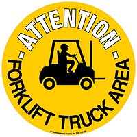 Beaverswood Graphic Forklift Truck Area Floor Sign, PVC Film and Strong Self-Adhesive, 430mm Diameter