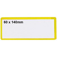 Beaverswood Magnetic PVC Clear Front Ticket Pouches For Warehouse Shelving and Racking, H60mmxW140mm, Yellow, Pack of 100