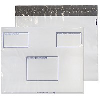 Blake Packaging Envelopes C3+ Polypost Polythene Pocket White Peel and Seal 50mu 330x430mm (Pack 100) - PE74/W/100