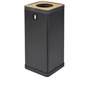 Alba Recycling Bin 50L Steel For Plastic Black With Yellow Circular Hole Lid H73xW31xD31cm -