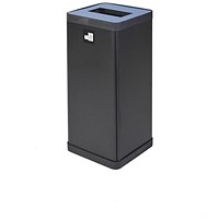 Alba Recycling Bin 50L Steel For Paper Black With Blue Oblong Hole Lid H73xW31xD31cm -