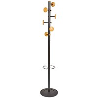 Alba Coat Stand 6 Pegs Plus 3 Mini Pegs Wood And Steel H175cm Black -