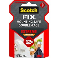 Scotch Fix Extreme Interior Double-sided Mounting Tape Holds up to 12Kg 19mm x 1.8m (Roll) -