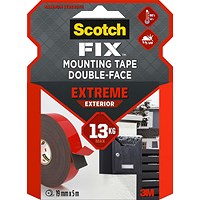 Scotch Fix Extreme Exterior Double-sided Mounting Tape Holds up to 13Kg 19mm x 5m (Roll) -