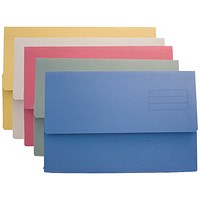 Exacompta Document Wallet, Foolscap, Half Flap, 250gsm, Assorted, Pack 50