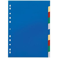 Durable A4 10 Part Coloured Tabs and Cover Sheet Index, Multicoloured, Pack of 25
