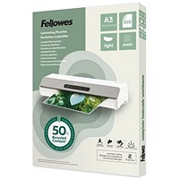 Fellowes A3 Recycled Laminating Pouches, 160 Microns, Matt, Pack of 100