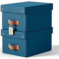 Leitz Puro Storage Box with Lid Small 7L Blue 100% Recycled Card Pack of 2 -