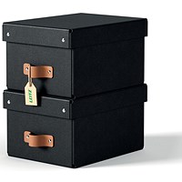 Leitz Puro Storage Box with Lid Small 7L Black 100% Recycled Card Pack of 2 -