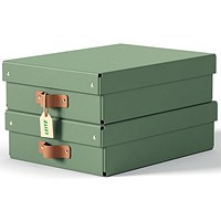 Leitz Puro Storage Box with Lid Medium Low 8L Green 100% Recycled Card Pack of 2 -