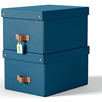 Leitz Puro Storage Box with Lid Medium 17L Blue 100% Recycled Card Pack of 2 -