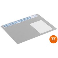 Durable Desk Mat With Calendar & Removable Overlay, 650x520 mm, Grey, Pack of 5