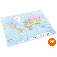 Durable World Map Desk Mat, 500x380mm, Multicoloured, Pack of 5
