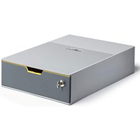 Durable Varicolor Safe Single Lockable Drawer, Colour Coded Desktop Storage, Grey & Yellow Drawers Durable Varicolor Safe Single Lockable Drawer, Colour Coded Desktop Storage, Grey & Yellow Drawers
