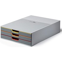 Durable Varicolor 3 Drawer Set, Colour Coded Desktop Storage, Multi-Coloured