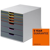 Durable Varicolor 7 Drawer Set, Colour Coded Desktop Storage, Multi-Coloured